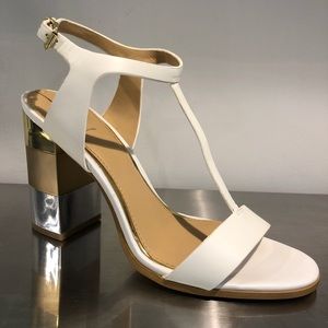 White Aldo Feltrone T Metallic Block Heel Sandals